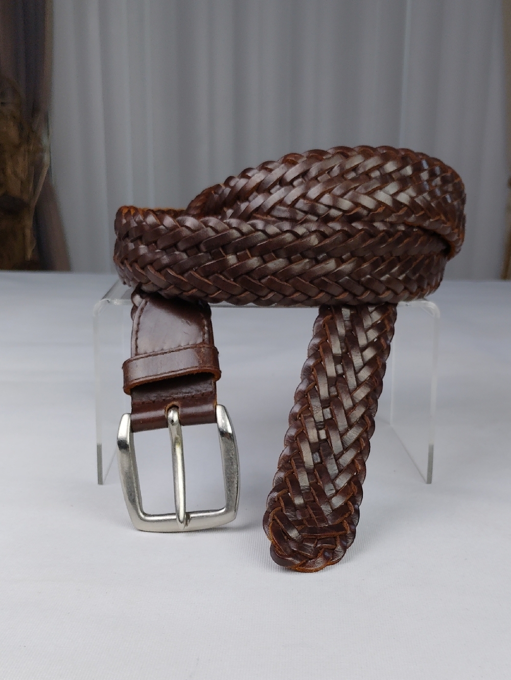 Cherokee Brown Braided Mens Leather Belt.